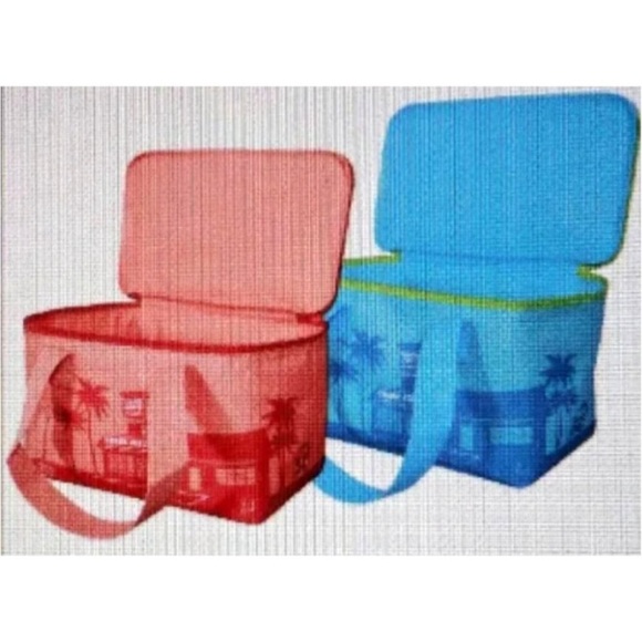Trader Joe's Peach and Blue Mini Insulated Cooler Tote Bags Limited Edition New - Picture 1 of 3